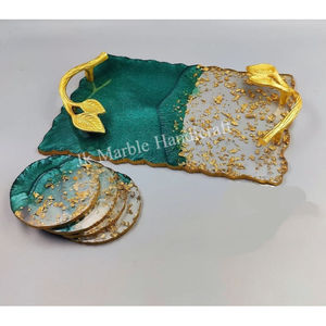 Élégant plateau de service de luxe vert et blanc décor de table décoratif et cadeau de pendaison de crémaillère pour la fête des mères aussi grand sous-verre - Product Image 1