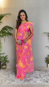 Saree georgette multicolore de créateur indien avec séquence de broderie dernier chemisier de style ethnique pour les femmes vêtements de mariage de fête - Product Image 4
