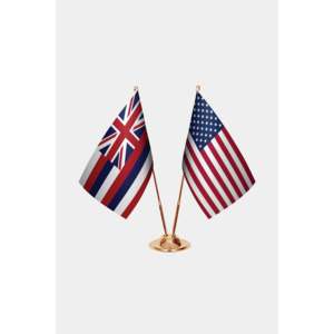 Ensemble de drapeaux personnalisés pour Hawaï et les États-Unis en impression numérique, matériaux en satin, plastique et polyester avec mât en métal - Product Image 2
