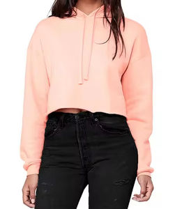 เสื้อฮู้ดดี้ผู้หญิงไซส์ใหญ่ ผ้าฝ้าย 100% สำหรับฤดูหนาว แบบครอป มีโลโก้ด้านหน้า รับสั่งทำสีและขนาดตามต้องการ สไตล์สตรีทแวร์ ขายส่ง - Product Image 1