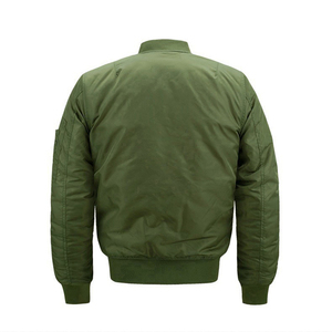 Venta al por mayor de fábrica Parche personalizado Trabajo Verde Oliva Seda Satén Parte inferior gruesa Cremallera Deportes Bomber Chaquetas Hombres Ropa de otoño - Product Image 2