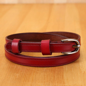 เข็มขัดหนังวัวบางอเนกประสงค์สำหรับผู้หญิง, อุปกรณ์เสริมลำลองเข็มขัดทองแดงดีไซน์ใหม่สำหรับนักเรียนสวมใส่ยีนส์ - Product Image 2