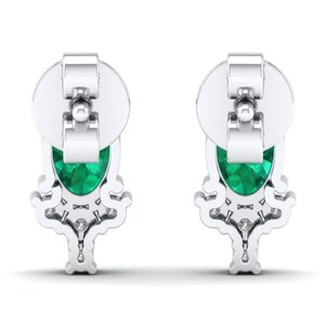Aretes de Oro Sólido de 14K con Esmeralda y Moissanita de Lujo para Mujer, Precio de Fábrica REYES - Product Image 4