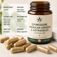 Capsules de soutien immunitaire à base de plantes naturelles |   Complexe d'Epimedium et de Ginseng |   Soutient la vitalité et la force physique