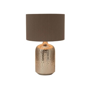 hot sale decorative Antique Copper Hammered Pitcher Table <b>Lamp</b> with white Shade table <b>lamp</b> for home decor bed room living room - Product Image 2
