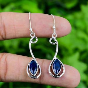 Pendientes de piedras preciosas de Topacio Azul de Plata de Ley 925 de tendencia, joyería hecha a mano, pendientes de estilo bohemio de plata, joyería para mujer, regalo para - Product Image 3