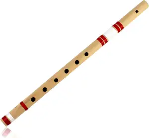 17 Inch Authentic Indian Wooden Bamboo Flute in 'G' Key Fipple Woodwind Musical Instrument Recorder Traditional Bansuri