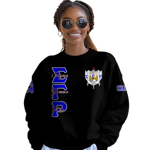 Sudadera de Cuello Redondo Azul y Dorado de Invierno de la Hermandad Sigma Gamma Rho 1922, Ropa Griega, Sudadera de Forro Polar Premium para Mujer - Product Image 4