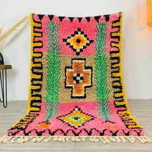 Moroccan Floor Rugs Wool & Jute feature Reversible, Non-Slip, Foldable, Organic high Vintage, Handmade carpet for Living Room - Product Image 2