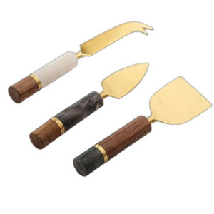 Prix abordable Acier inoxydable argent poli avec manche en marbre Couteau à fromage Couverts Ensemble pour Western Party - Product Image 3