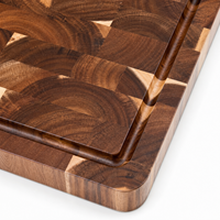 Acacia houten snijplank 3,5 cm dik, rechthoekig met geïntegreerde sapgoot, voorbereidingskanaal, handvat, vaatwasserbestendig