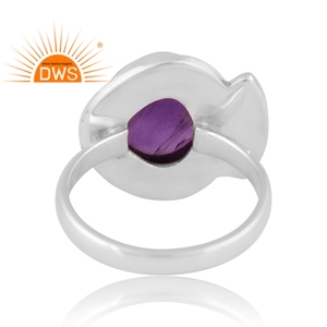 Meilleure qualité bague empilable en argent sterling oxydé améthyste naturelle avec pierres précieuses fabricant de bijoux personnalisés - Product Image 4