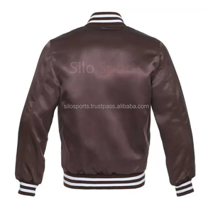 2025 OEM ivoire crème Satin Letterman veste de Baseball pour hommes avec garniture blanche prix de gros haute rue hiver mode veste - Product Image 6