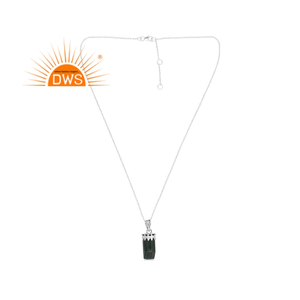 Latest Oxidized Sterling Silver Natural Malachite Gemstone Pendant Necklace Custom Jewelry Manufacturer - Product Image 4