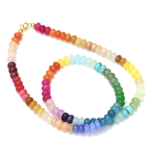 Hermoso collar de cuentas de cuarzo lisas de colores mezclados, cuentas de piedras preciosas de cuarzo de color arcoíris de 7-8 mm, joyería colorida - Product Image 3