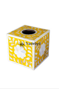 Mop Inlay Tissue <b>Box</b> <b>Floral</b> Pattern Engraved Design Sleek Handcrafted Premium Quality Tissue Holder for Minimal Home Decor - Product Image 3