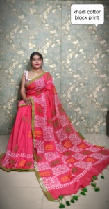 ผ้าลินิน Khadi พร้อมลายช้างบล็อกสีเหลืองและสีน้ำตาลแดงน้ำหนักเบาใส่ได้ทุกวันงานปาร์ตี้ทุกฤดูกาล - Product Image 6