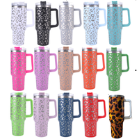 Vasos Térmicos de Acero Inoxidable de 30oz, 20oz y 40oz, Termos de Doble Pared con Aislamiento al Vacío, Mantienen las Bebidas Frías, Vasos de Viaje, Tazas para Vino, Vasos con Purpurina