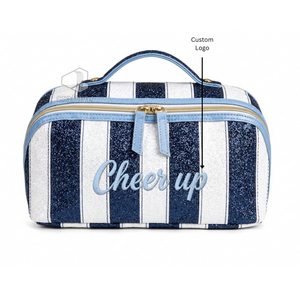 Personalized Glitter PU Cheer Make-Up Pouch Cheerleader Toiletry Bag Custom Embroidered Cosmetic <b>Case</b> Travel Organizer - Product Image 5