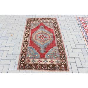 Alfombra Turca Vintage, Alfombra de 3x5.2 pies, Alfombra con Detalles en Rojo - Product Image 1
