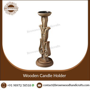 Bougeoir en bois de qualité supérieure fabriqué à la main en bois de manguier massif idéal pour les fêtes d'anniversaire de Noël et la décoration de cadeaux - Product Image 4