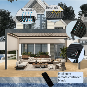 Pérgola Solar Impermeable Bioclimática, Gazebo para Exteriores con Techo de Láminas Motorizadas y Paneles Solares - Product Image 4