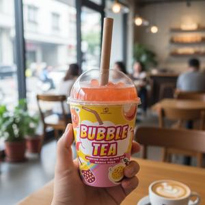 Madam Hong Passion Fruit + Lychee Popping Boba Tea 500ml Taza lista para beber Conveniente - Product Image 4