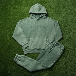 Custom Washed Oversized Hoodie and <b>Jogger</b> Sweatpants Set <b>Women</b> Cotton <b>Fleece</b> Streetwear Tracksuit OEM ODM - Product Image 5