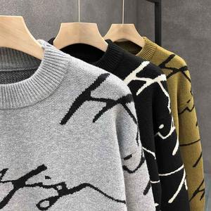 Suéter de punto superior con letras nuevas de invierno para hombre, Jersey grueso cálido de algodón personalizado a la moda para mujer - Product Image 3
