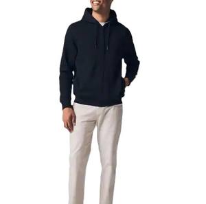 Sudadera con capucha de lana cálida de invierno informal para adultos de talla grande con cremallera completa y dos bolsillos personalizada de alta calidad - Product Image 2