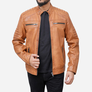 Custom Logo Design <b>Men's</b> Winter Warm Letterman <b>Trucker</b> Leather <b>Jacket</b> Sheep Skin and Canvas Material Bomber Style - Product Image 6