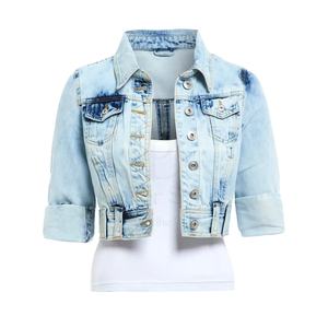 Veste en jean matelassée pour femme, coupe slim, taille XL, délavée à l'acide, tendance, imprimé broderie en peau de mouton, coton d'hiver, uni, 2026 - Product Image 1