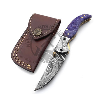 Couteau de poche pliant pour camping tactique combat et chasse, en acier damas, véritable couche de résine, 352 couches, vente en gros - Product Image 3