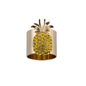 Rond de serviette décoratif rond en métal argenté avec design ananas Rond de serviette royal de mariage vintage en gros - Product Image 1