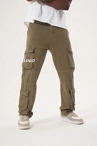 Oem Custom Logo Heavyweight Cotton Twill Ripstop Stacked Jeans <b>Trousers</b> Mens Multifunctional Pockets <b>Work</b> Baggy Cargo Pants - Product Image 5