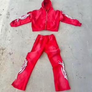 Chándal acampanado personalizado para hombre, ropa de calle para hombre, chándal apilado con estampado gráfico, Sudadera con capucha, conjunto de pantalones de chándal para hombre - Product Image 4