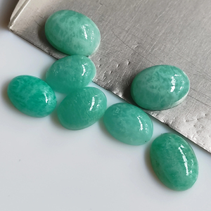 เครื่องประดับหินอเมซอนธรรมชาติขนาด3X5มม. ถึง12X16มม. หินรูปไข่อัญมณีสีเขียวขายส่งจำนวนมาก - Product Image 1