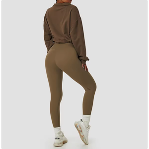 Sweat-shirt unisexe personnalisé en coton biologique à demi-zip, ample, à manches longues, avec fonction coupe-vent et respirante, pour l'hiver - Product Image 2