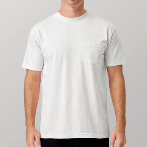 T-shirt 100% coton pour hommes, confortable, style High Street, avec poche au design unique et motif uni imprimé de logo personnalisé - Product Image 4