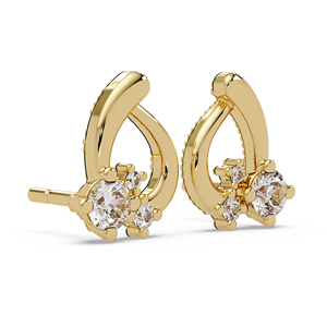 Modern Milgrain Push <b>Back</b> <b>Earrings</b> Round Cut Lab Grown Diamond 14K Solid Gold Cluster Diamond Studs Bridal Wedding Jewelry - Product Image 3