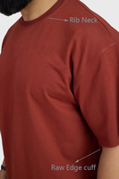 T-shirt décontracté pour homme, coupe carrée, blanc uni, épais, doux, 60% coton 40% polyester, tricoté, bords bruts, coupe classique, écologique, séchage rapide