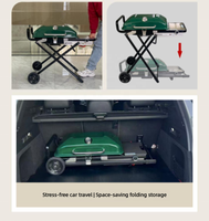 Barbecue au gaz propane portable avec roues - Grille pliante résistante au vent, grande capacité, mobile, pour le camping en plein air
