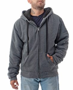Sweat à capuche épais d'hiver pour hommes, veste thermique doublée de Sherpa en polaire à fermeture éclair - Product Image 1