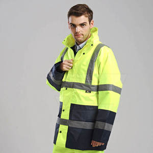 แจ็กเก็ตเพื่อความปลอดภัย Hi-visibility ผลิตจากโรงงานสำหรับชุดป้องกันน้ำในฤดูหนาวผลิตจากไนลอนและโพลีเอสเตอร์ - Product Image 3