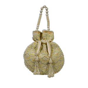 Mini bolsas Potli de moda de lujo para mujer con cierre de cordón Diseño DE TRABAJO Moti completo Forro de satén de perlas disponible Cantidad a granel - Product Image 1