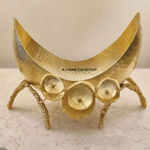 Tazón Decorativo de Diseño en Forma de Luna, de Latón Dorado, Acero Inoxidable, Estilo Japonés, Elegante - Product Image 1