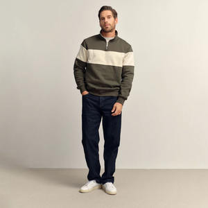 Sudadera de Hombre con Bloques de Color, Cierre de Cremallera de un Cuarto, Informal, de Algodón, Estilo Urbano Ligero, Personalizable OEM - Product Image 2