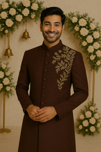 Tela de fiesta étnica tejida de primera calidad para hombres y mujeres, pedidos personalizados a granel, chaqueta de tafetán teñida de bienvenida, ropa Sherwani - Product Image 2