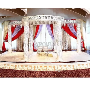 White Elegant Crystal Spiral <b>Pillars</b> for Wedding Mandap Gorgeous Crystal Wedding Mandap Setup Popular Design in USA - Product Image 1