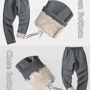 กางเกงวอร์มขนแกะเชอร์ปาใส่สบายใส่ได้ทั้งชายและหญิงเหมาะสำหรับใส่อยู่บ้านออกกำลังกายและกางเกงลำลองทรงตรงโค้งลายทาง - Product Image 5